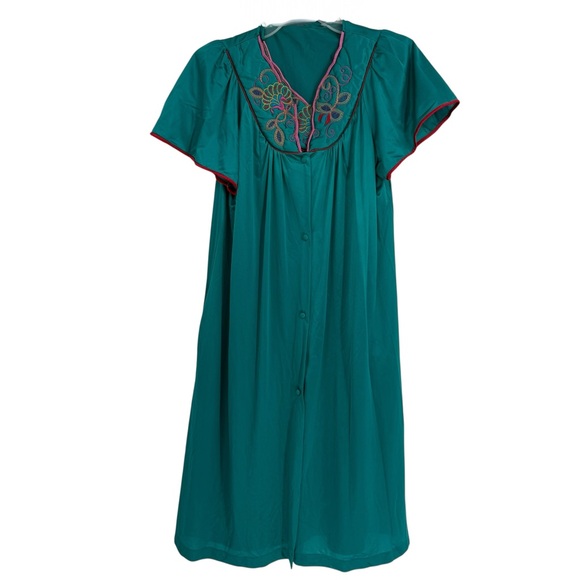 Vintage 2 Piece Vanity Fair Nightgown Peignoir Robe Set Nylon Green Size Small - Picture 1 of 11
